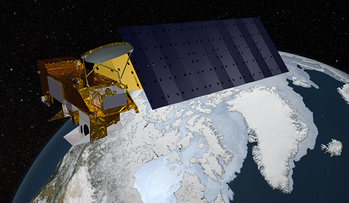 Aqua spacecraft with sea ice image